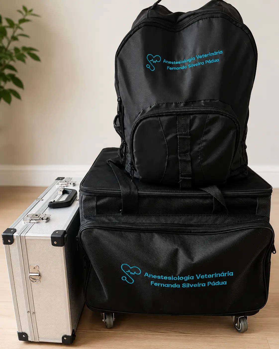 Equipamento portátil em maletas de transporte