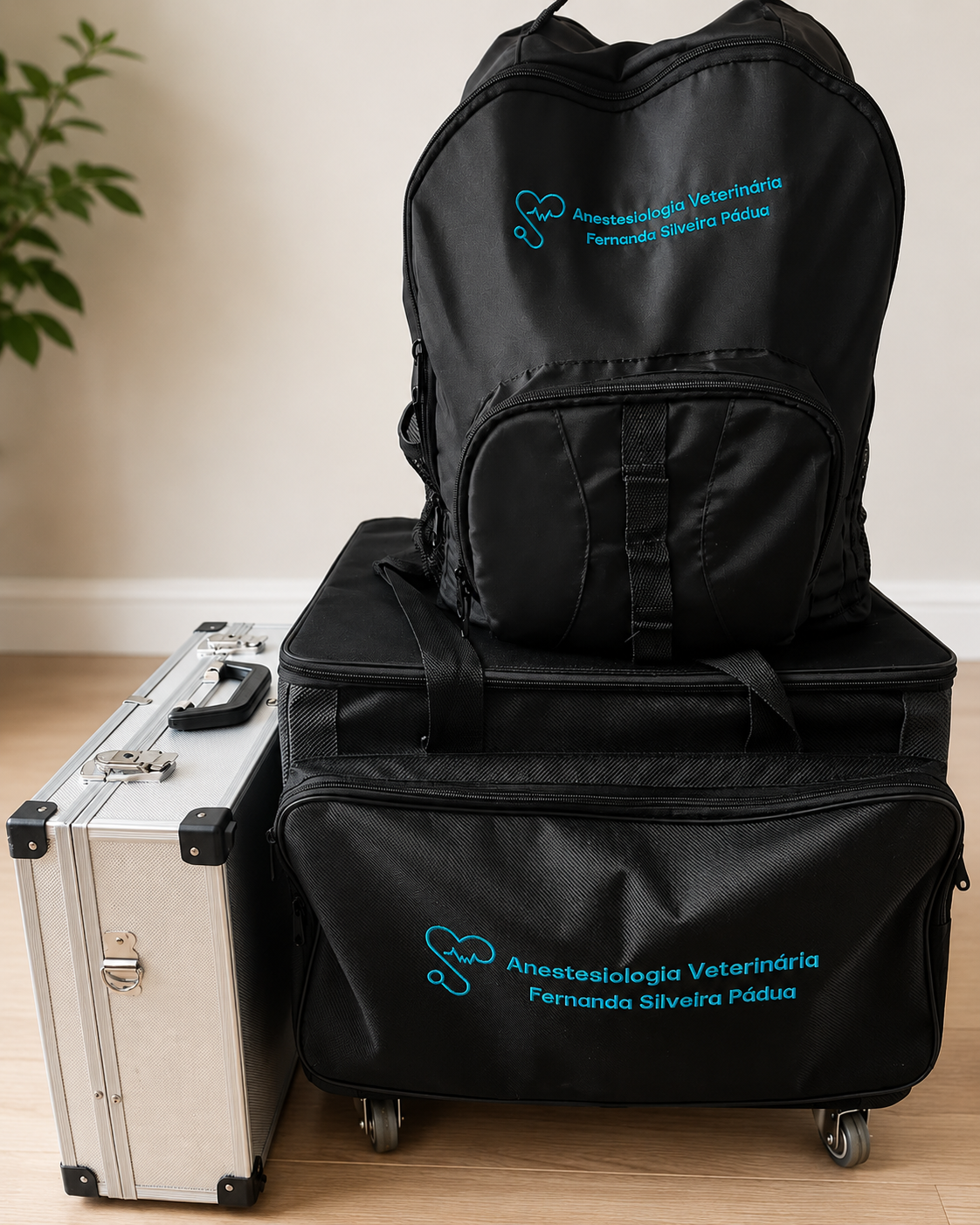 Equipamento portátil em maletas de transporte